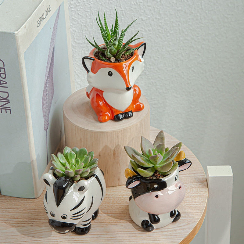 Ceramic Glazed Animal Planters