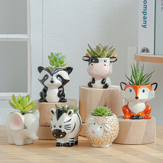 Ceramic Glazed Animal Planters