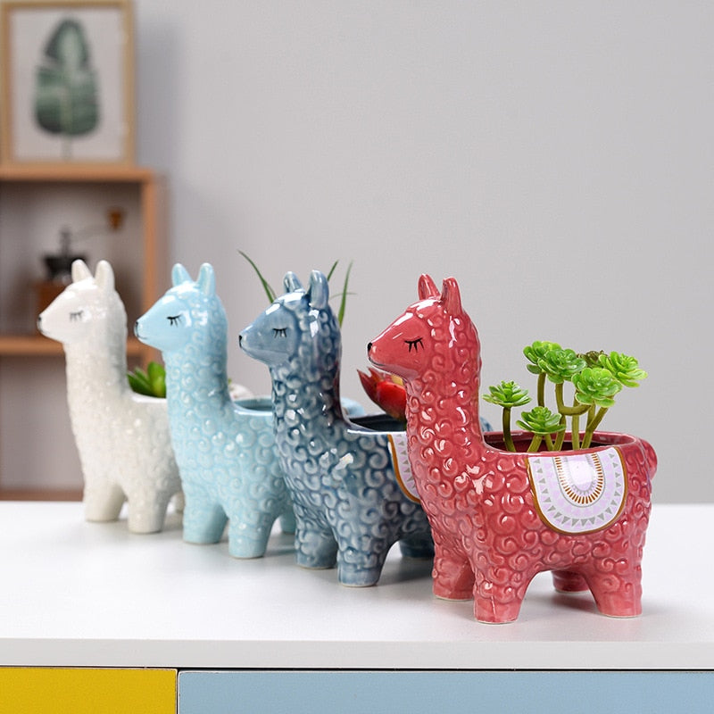 Ceramic Alpaca Flower Pot - Jon & Luck