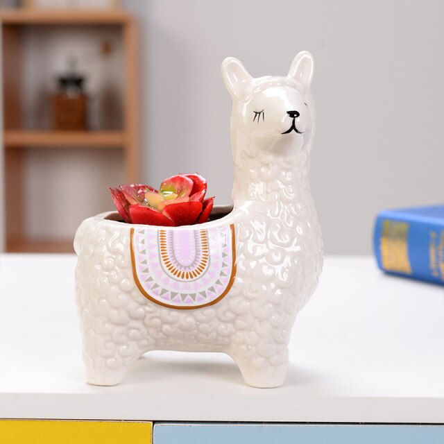 Ceramic Alpaca Flower Pot - Jon & Luck