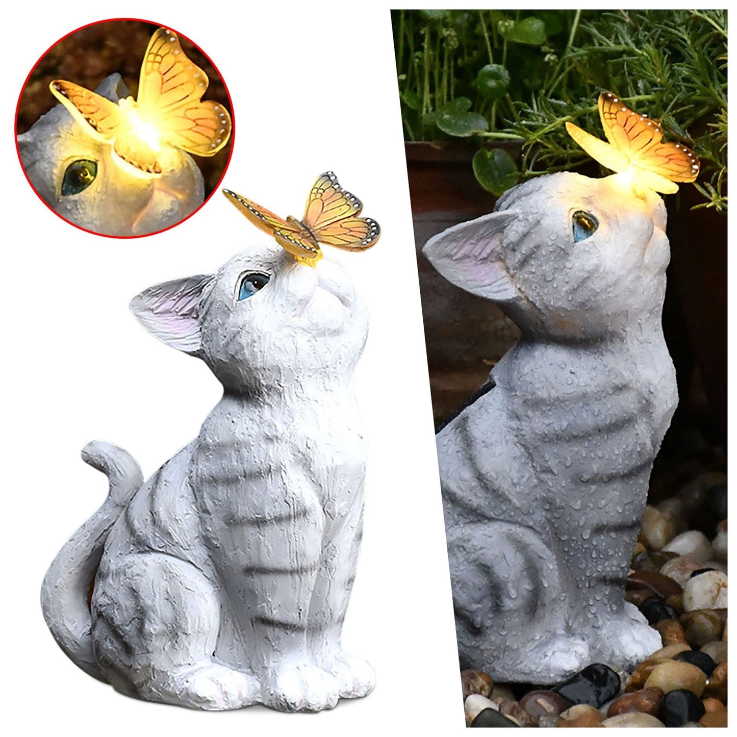 Butterfly Cat Garden Statue - GlamTron